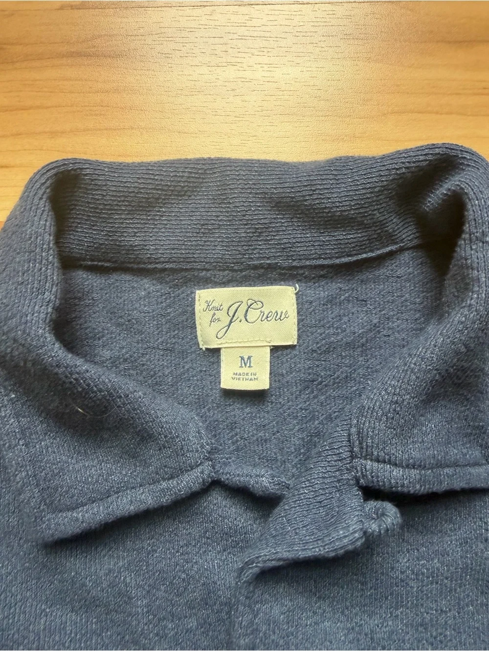 J. Crew Darkest Indigo Navy Textured camp-collar knit shirt size Medium